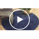 Alfombra de lavado moderna LINDO circulo azul oscuro, antideslizante, peluda